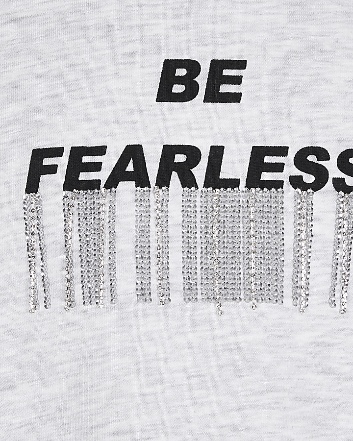 Girls grey 'Fearless' sweatshirt outfit