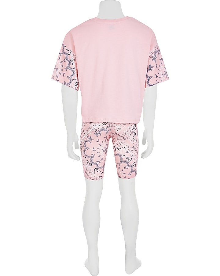 Girls pink 'Couture' print T-shirt outfit