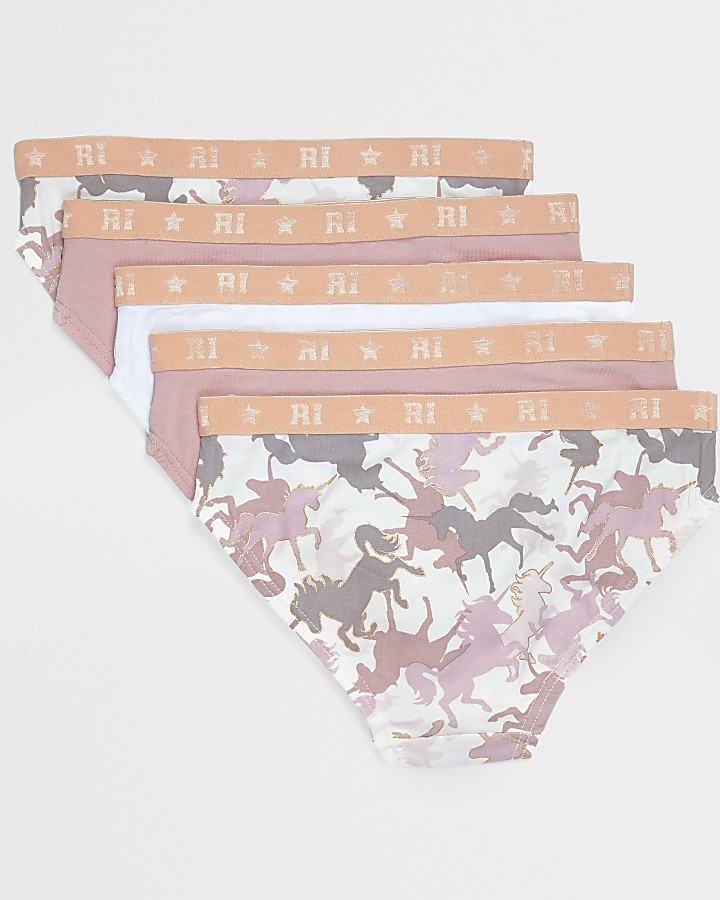 Girls pink unicorn briefs 5 pack