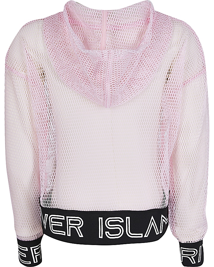 Girls pink RI Active mesh hoodie