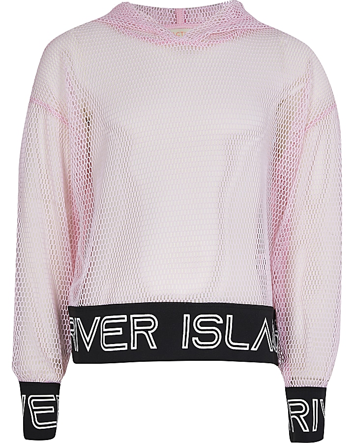 Girls pink RI Active mesh hoodie