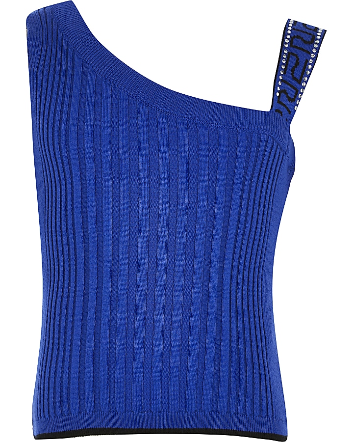 Girls blue one shoulder fitted top