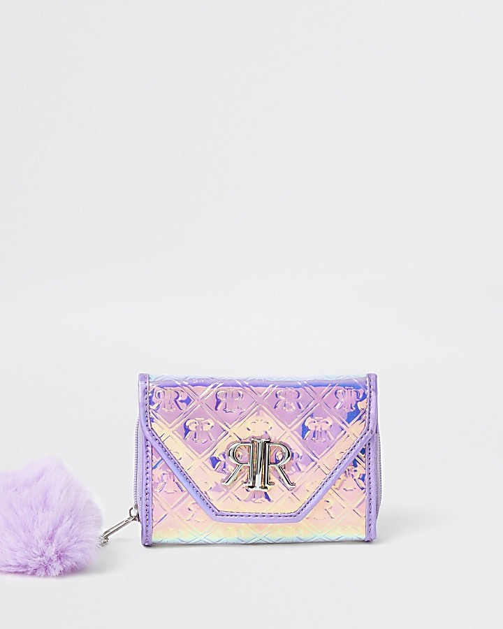 Girls lilac RIR embossed holographic purse