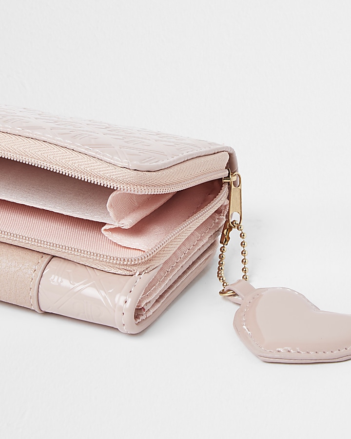 Girls pink patent monogram fold out purse