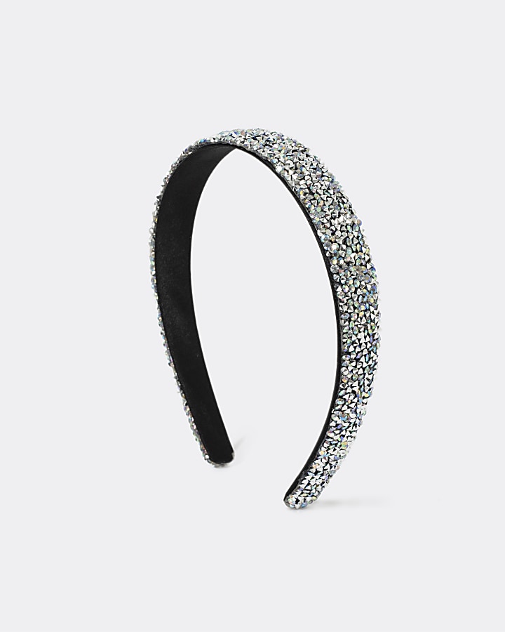 Girls black diamante headband