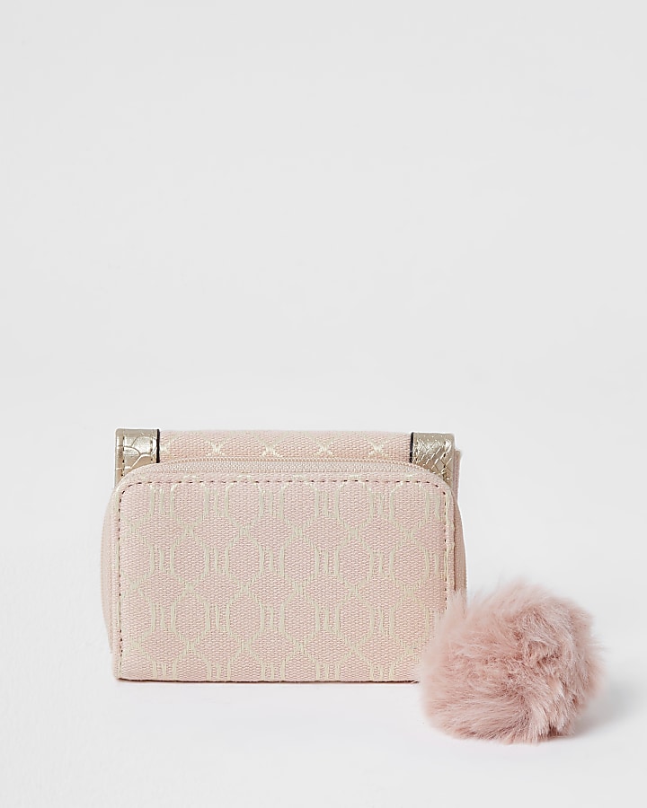 Girls pink jacquard purse
