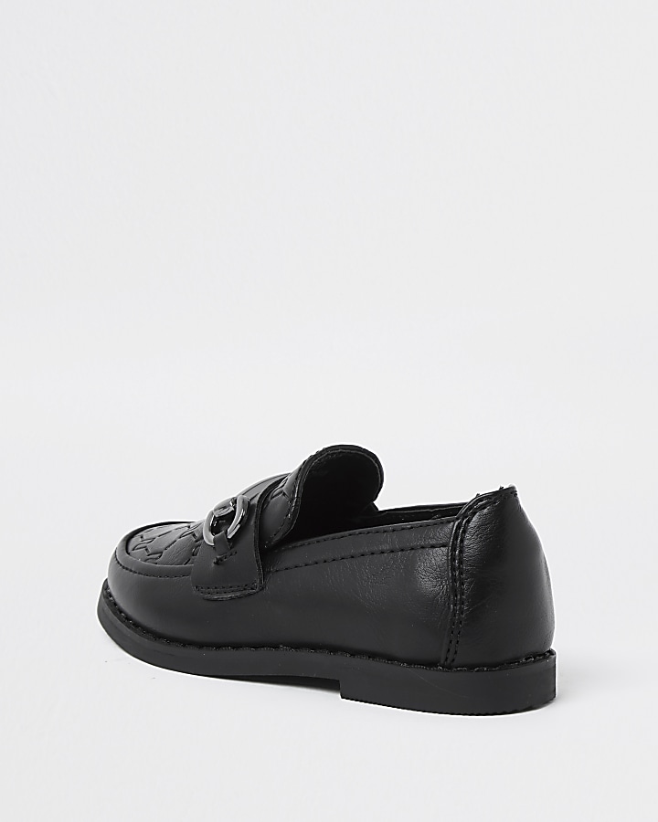 Mini boys black RI monogram snaffle loafers