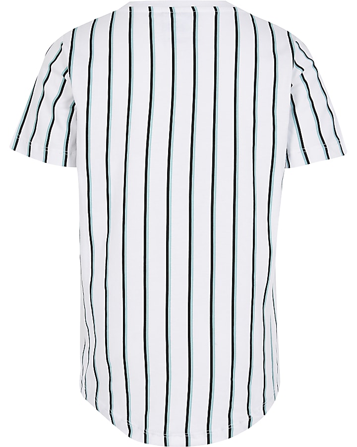 Boys Hype white stripe printed T-shirt
