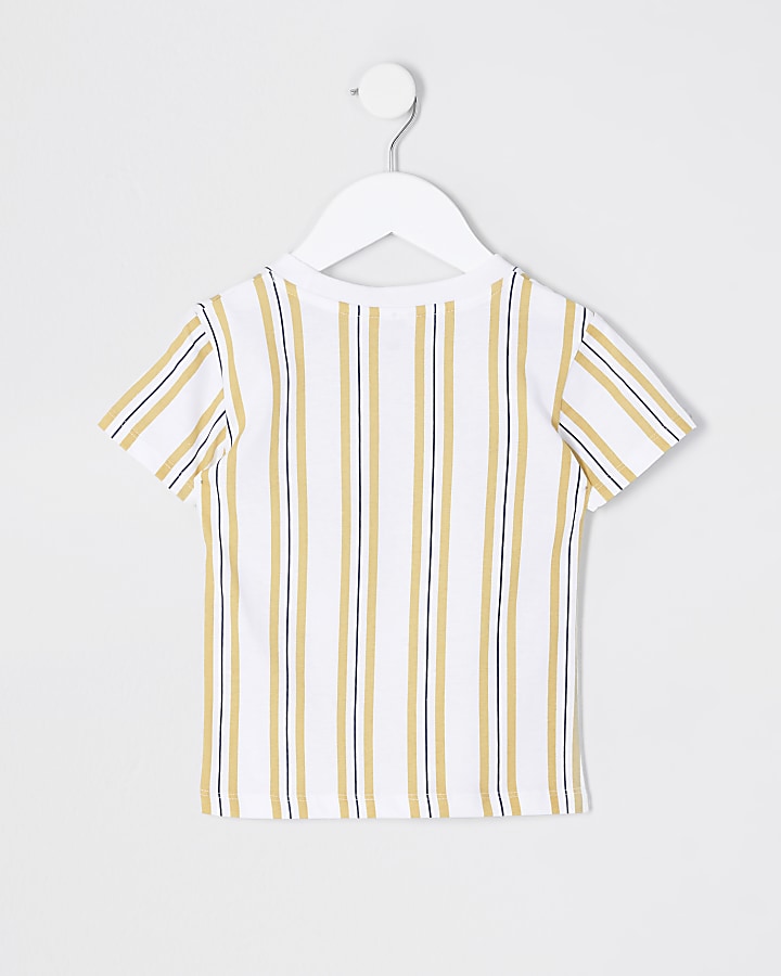Mini Boys camel pinstripe T-Shirt