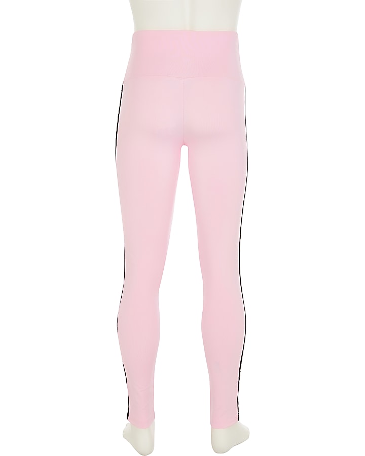 Girls pink RI Active side taped legging