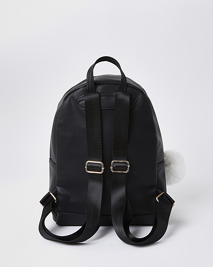 Girls black quilt embossed backpack