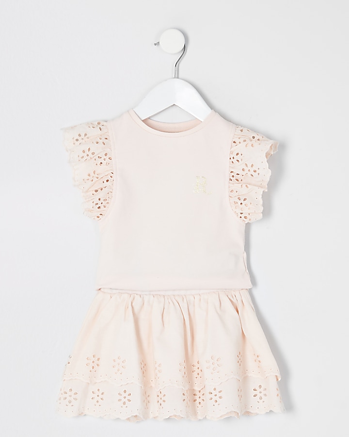 Mini girls pink broderie bodysuit outfit
