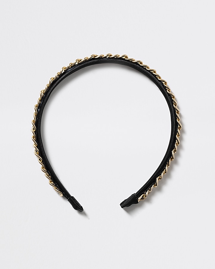 Girls black chunky chain headband