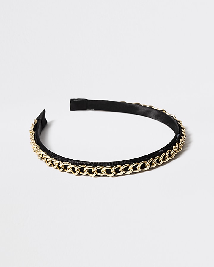 Girls black chunky chain headband