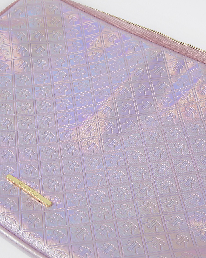 Girls pink embossed holographic laptop case
