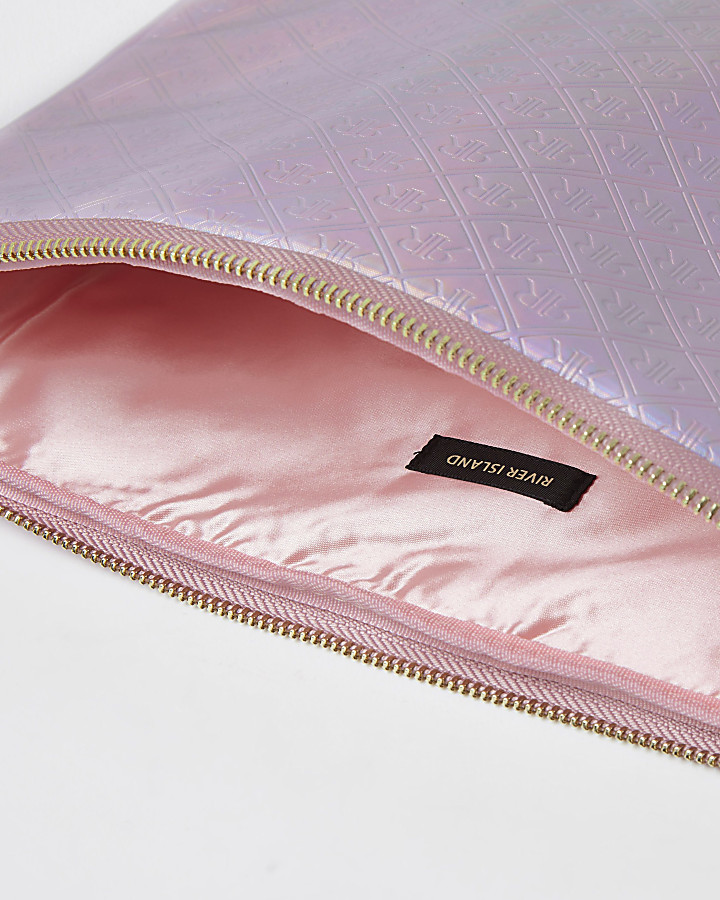 Girls pink embossed holographic laptop case