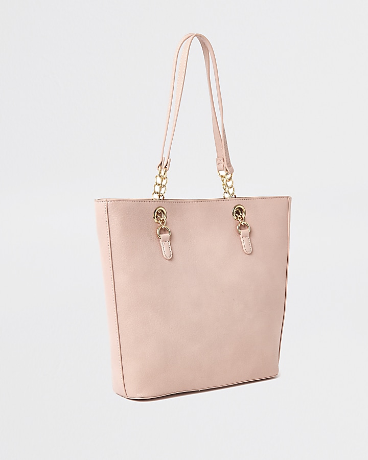 Girls pink monogram shopper bag