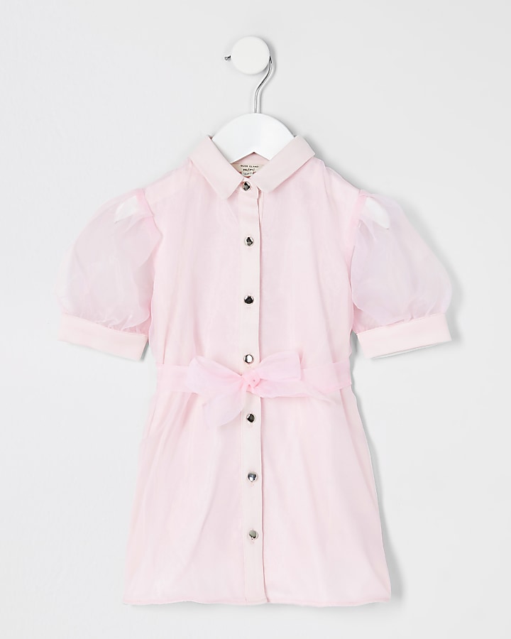 Mini Girls Pink - Light Organza Shirt Dress