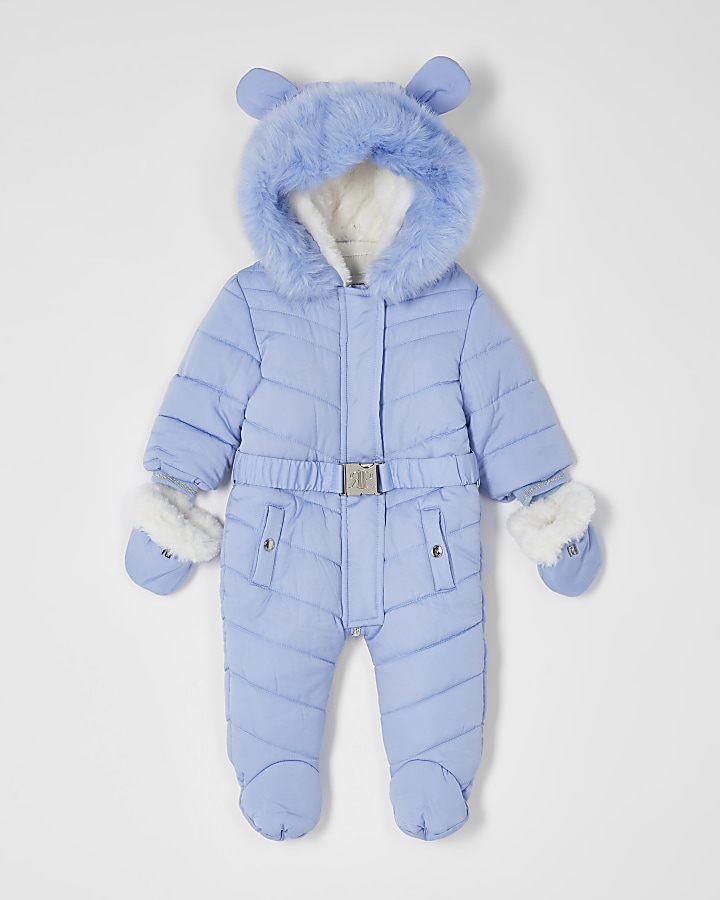 Baby blue snowsuit with ears
