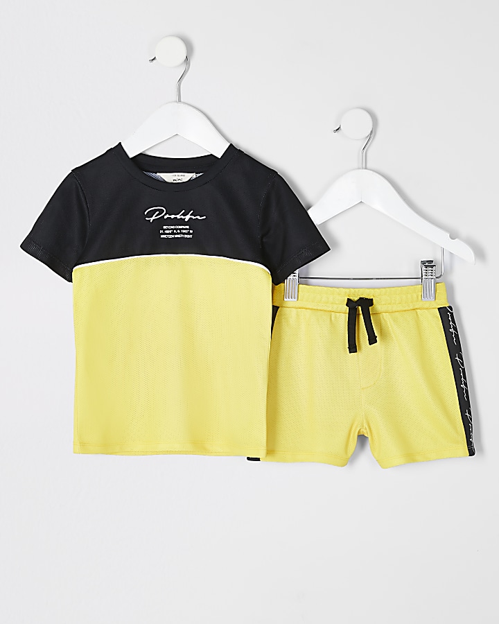 Mini boys yellow Prolific mesh T-shirt outfit