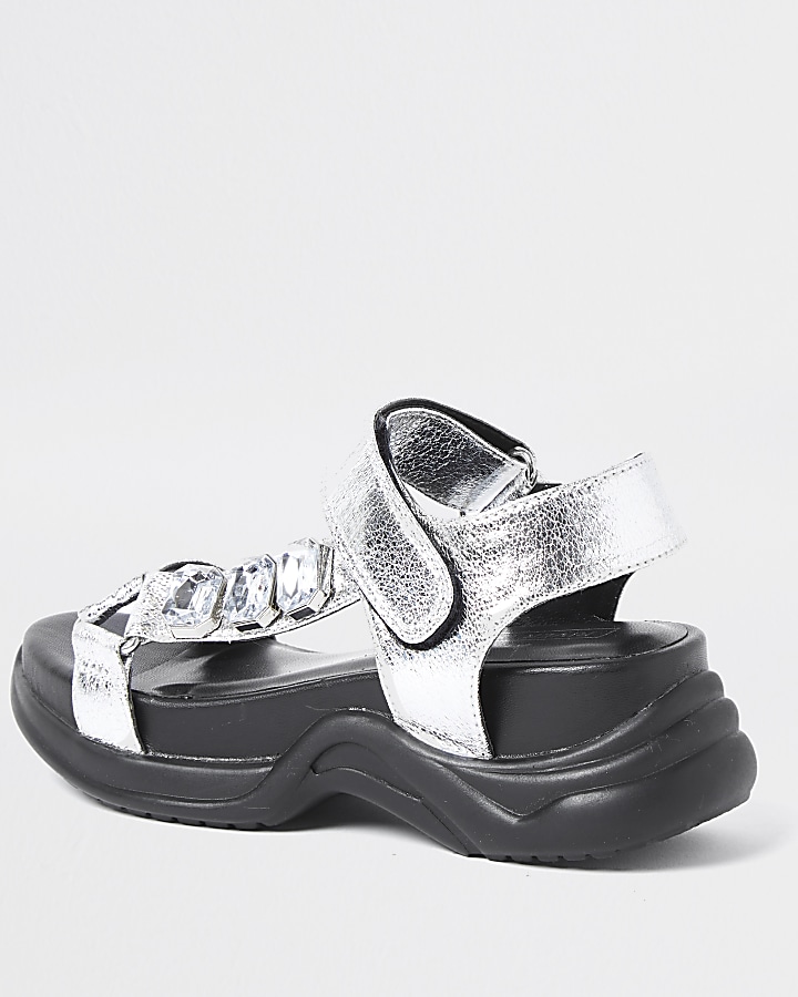 Girls silver jewel detail sandal