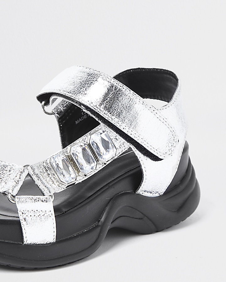 Girls silver jewel detail sandal