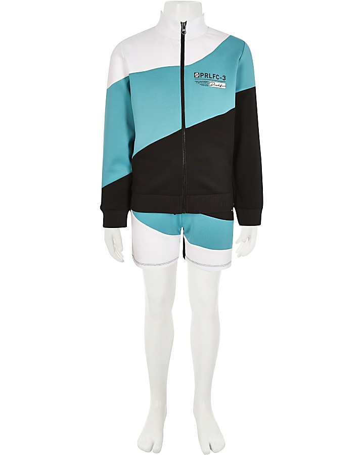 Boys aqua blocked Prolific zip hoodie outfit