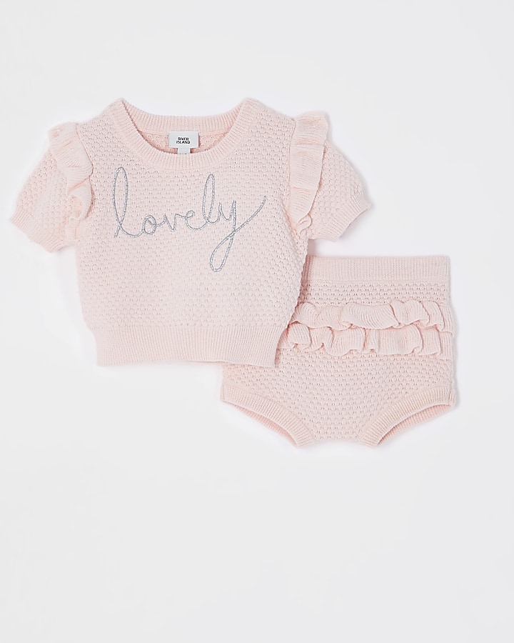 Baby pink 'Lovely' knitted top outfit