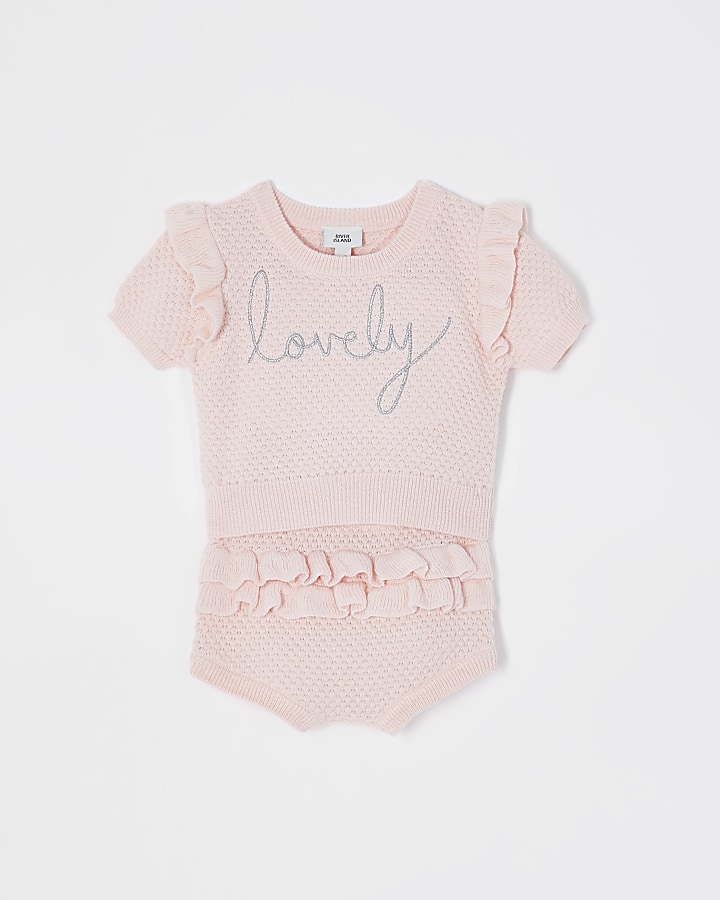 Baby pink 'Lovely' knitted top outfit