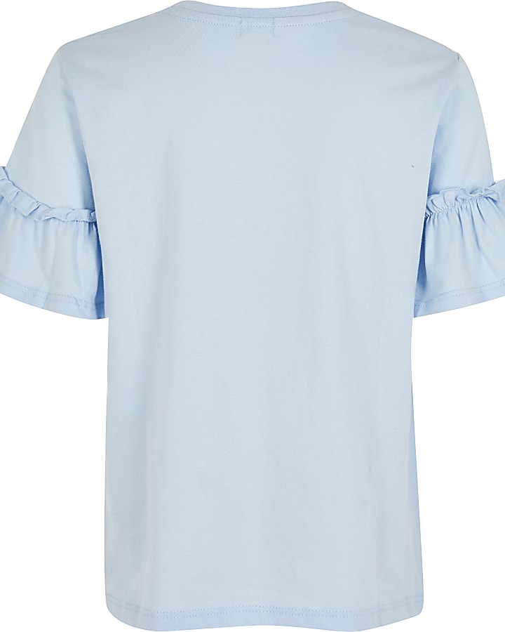 Girls blue 'Whatever' organza bow T-shirt
