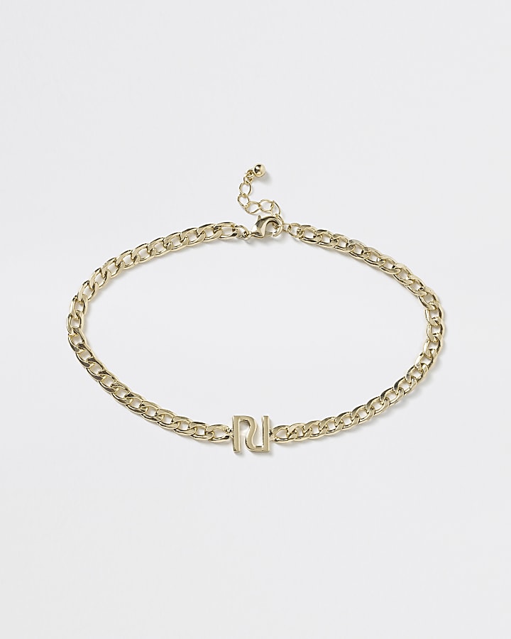 Girls gold colour RI chain choker necklace