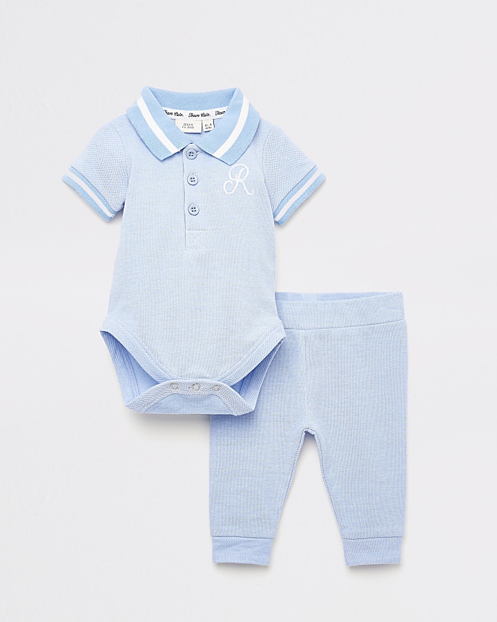 Baby blue R bodysuit and legging set