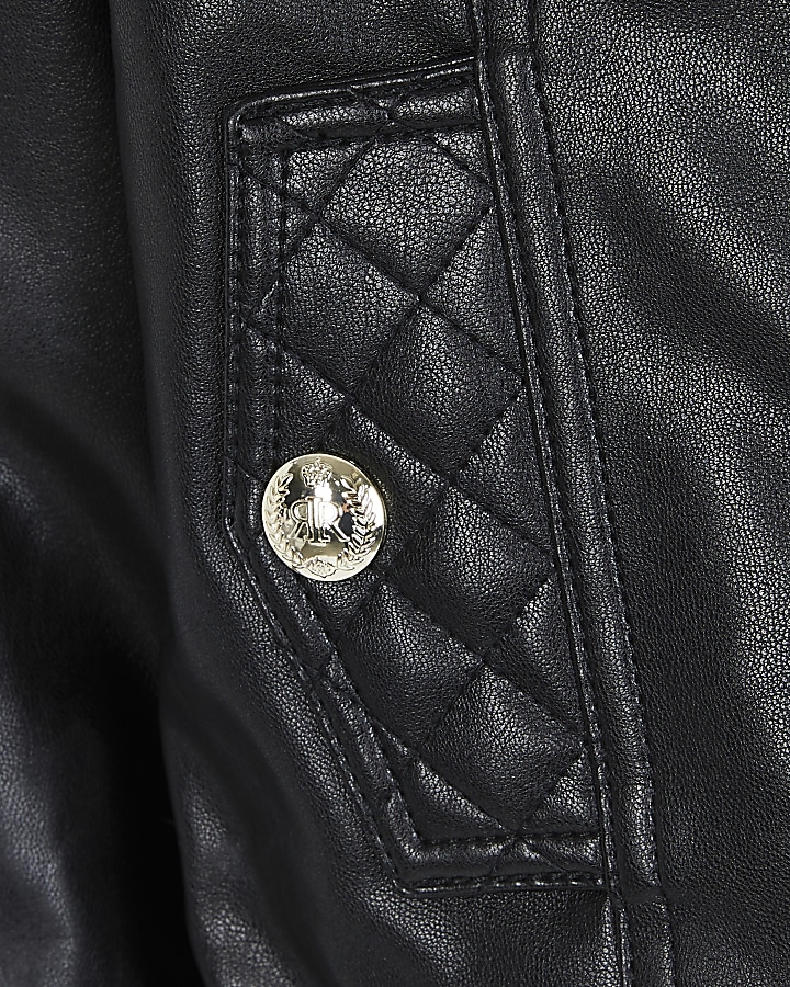 Girls black faux leather jacket