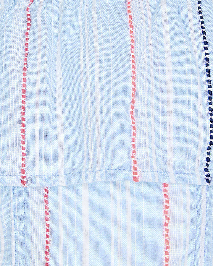 Girls blue stripe print skort outfit