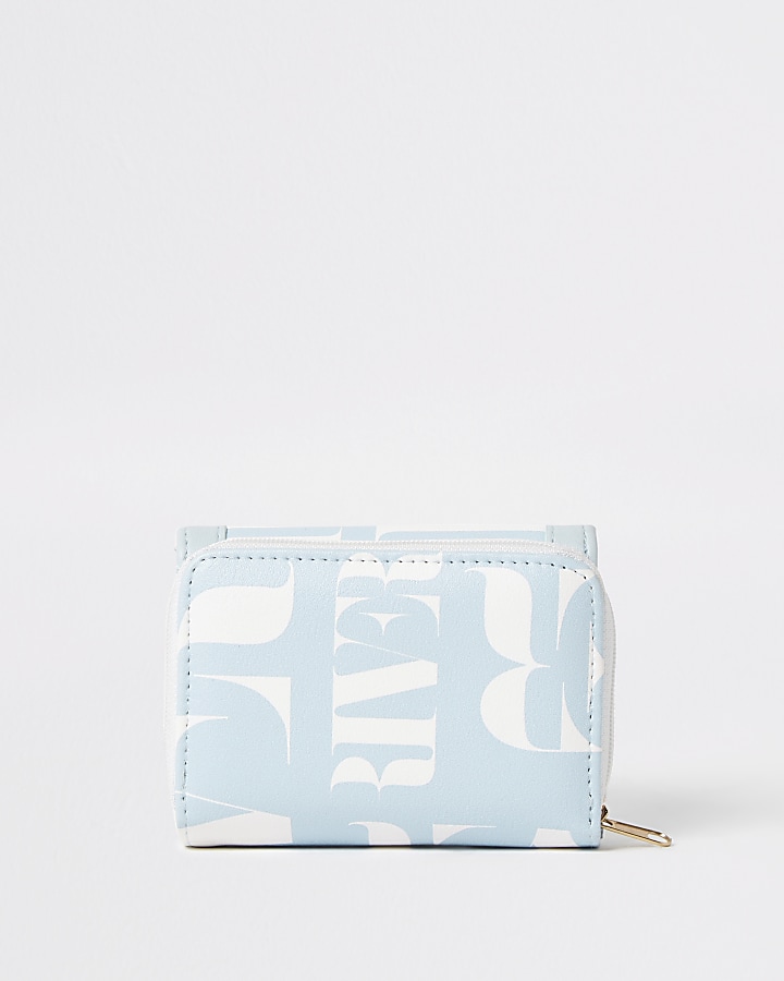 Girls blue RI lock front fold out purse
