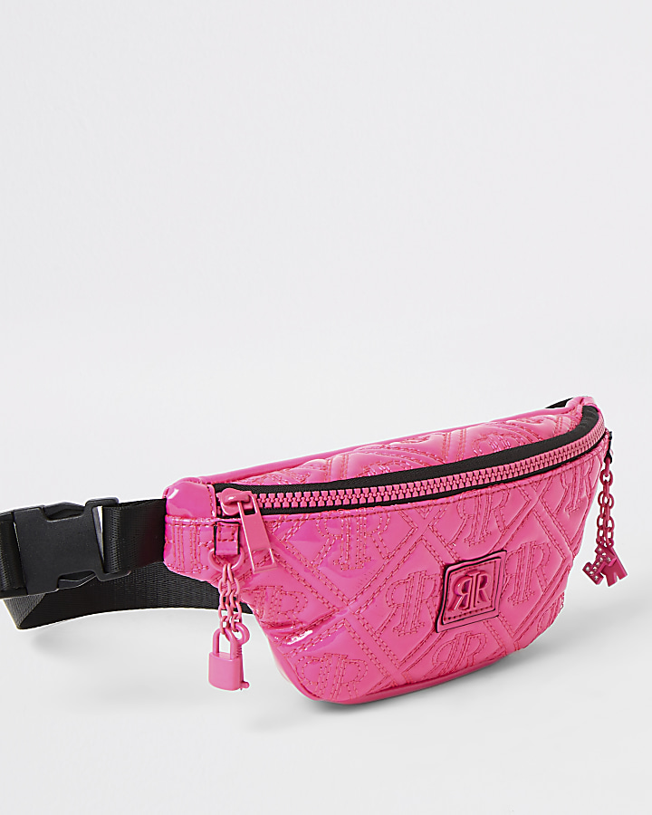 Girls bright pink RIR quilted bumbag