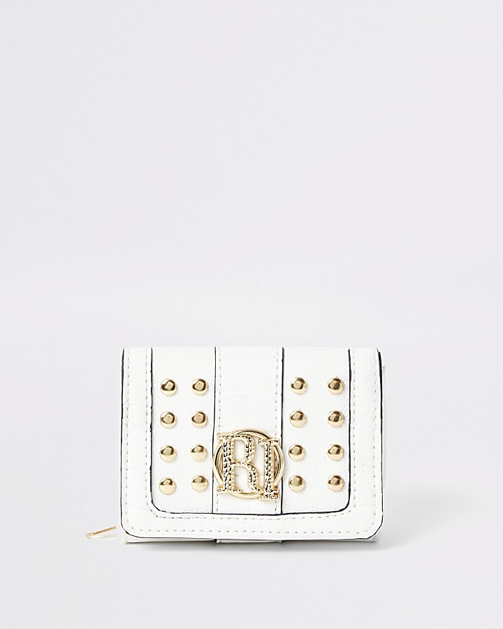 Girls cream studded RI fold out purse