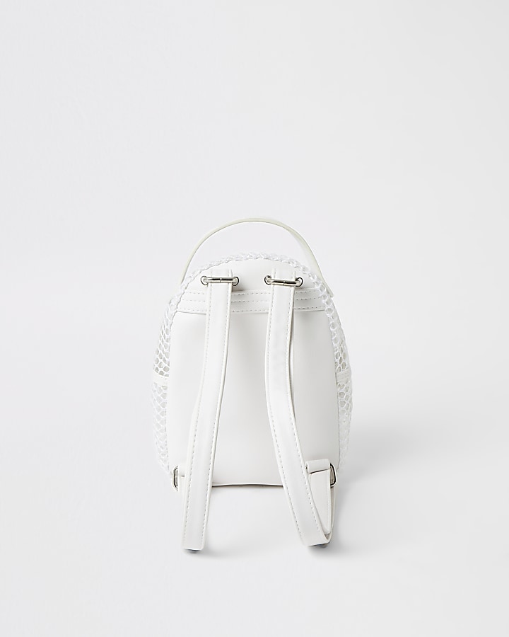 Girls white mesh mini backpack
