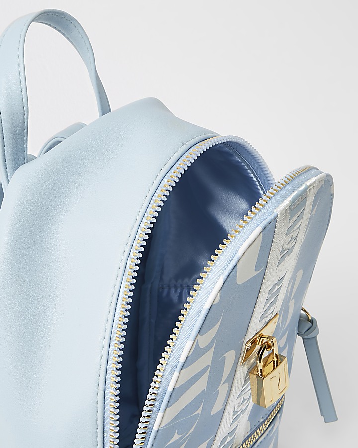 Girls blue RI printed lock front backpack