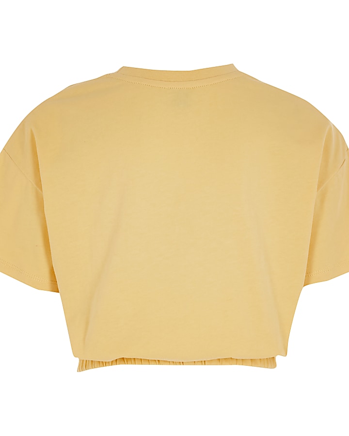 Girls yellow RI cinched waist T-shirt