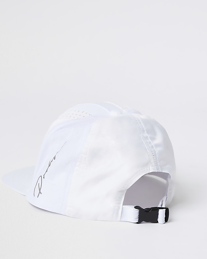 Mini boys white texture block cap