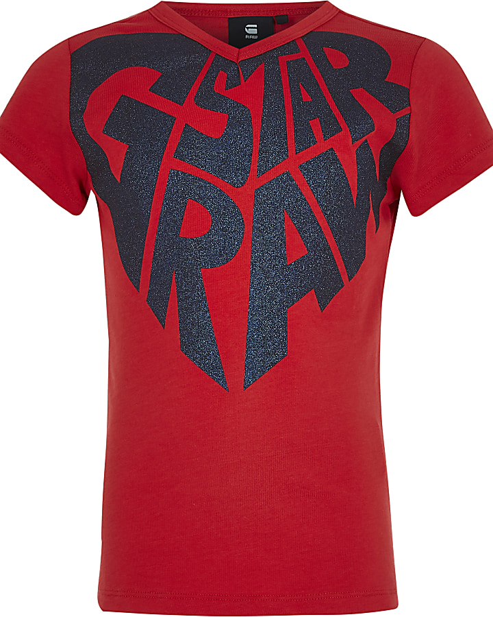 Girls G-Star Raw red printed t-shirt