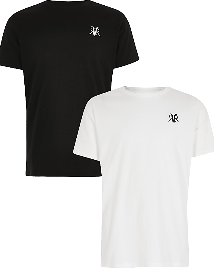 Boys white and black RVR T-shirt 2 pack