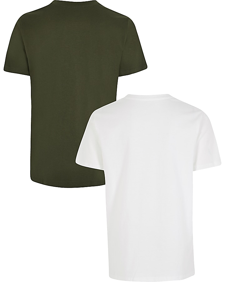 Boys khaki and white RVR T-shirt 2 pack