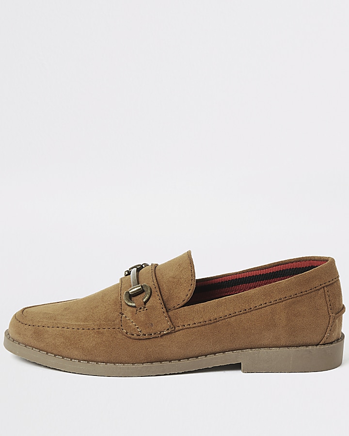 Boys brown suedette snaffle loafers
