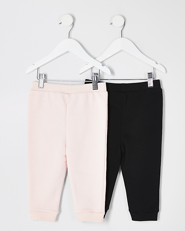 Mini girls pink and black joggers 2 pack