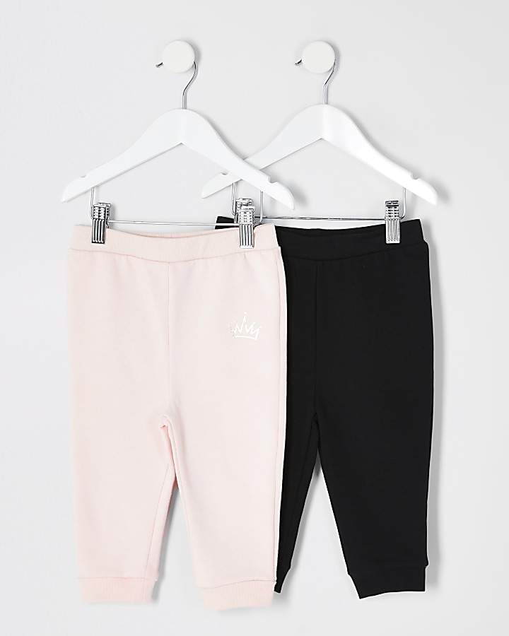 Mini girls pink and black joggers 2 pack