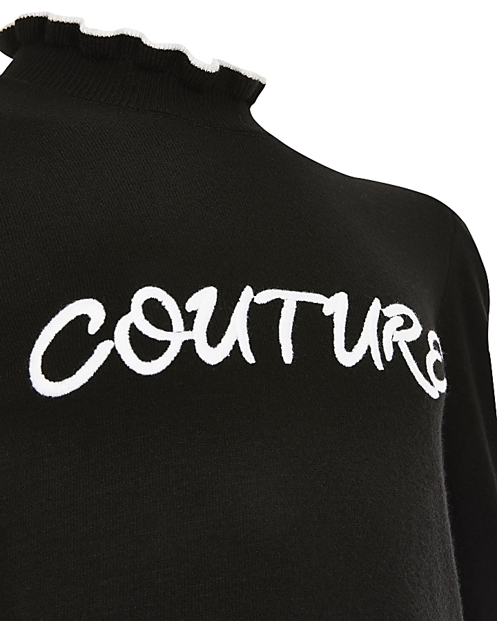 Girls black 'Couture' knitted jumper
