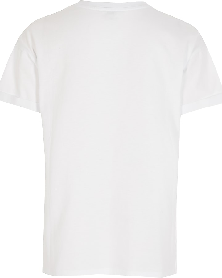 Girls white printed oversized T-shirt