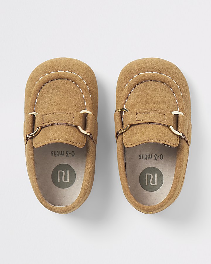 Baby brown suedette loafers